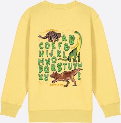 Dino Alphabet Sweatshirt zur Einschulung mit Name - Viva Yellow