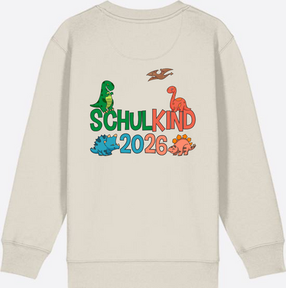 Dino Sweatshirt Schulkind 2026 - Geschenk zur Einschulung - Eco Heather