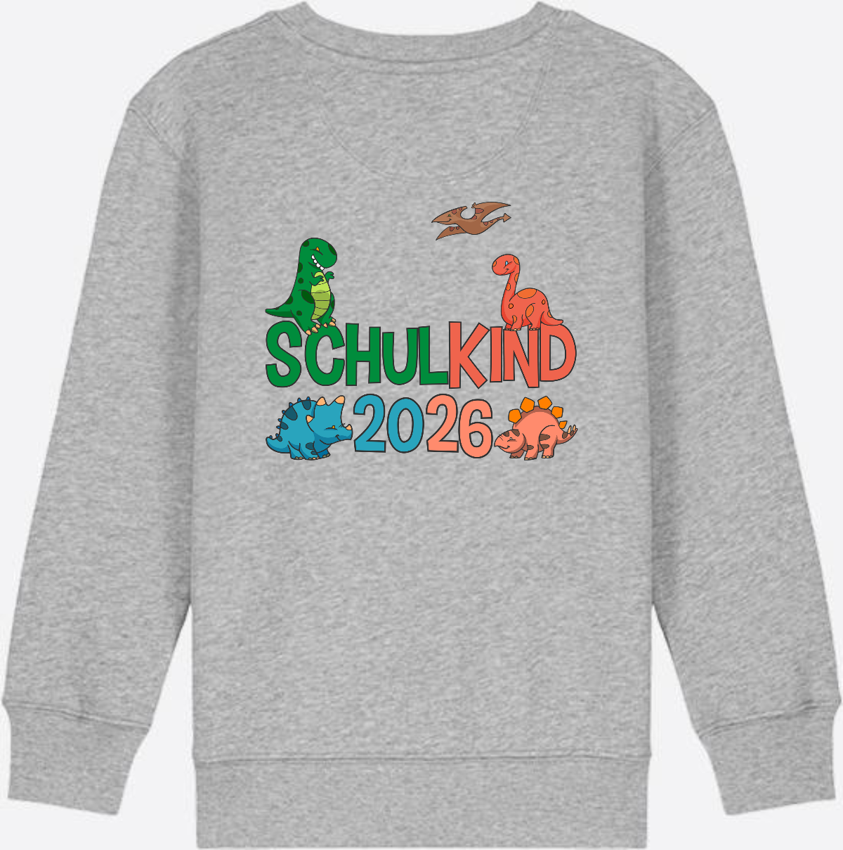 Dino Sweatshirt Schulkind 2026 - Geschenk zur Einschulung - Heather Grey