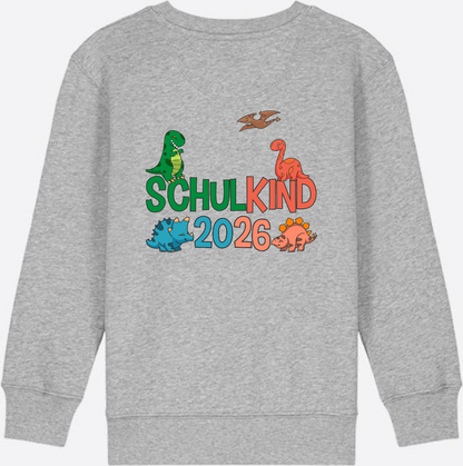 Dino Sweatshirt Schulkind 2026 - Geschenk zur Einschulung - Heather Grey