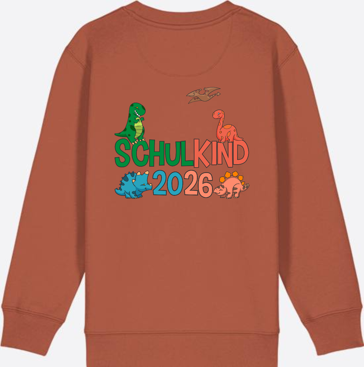 Dino Sweatshirt Schulkind 2026 - Geschenk zur Einschulung - Heritage Brown