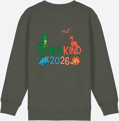 Dino Sweatshirt Schulkind 2026 - Geschenk zur Einschulung - Khaki