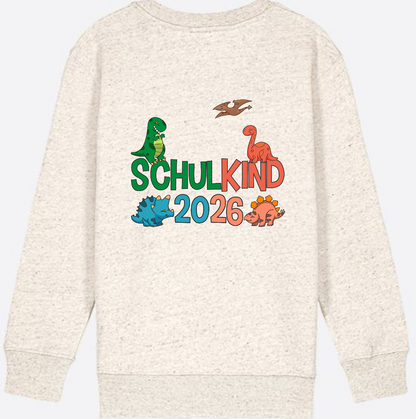 Dino Sweatshirt Schulkind 2026 - Geschenk zur Einschulung - Natural Raw
