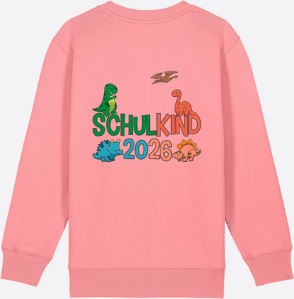 Dino Sweatshirt Schulkind 2026 - Geschenk zur Einschulung - Pink Joy