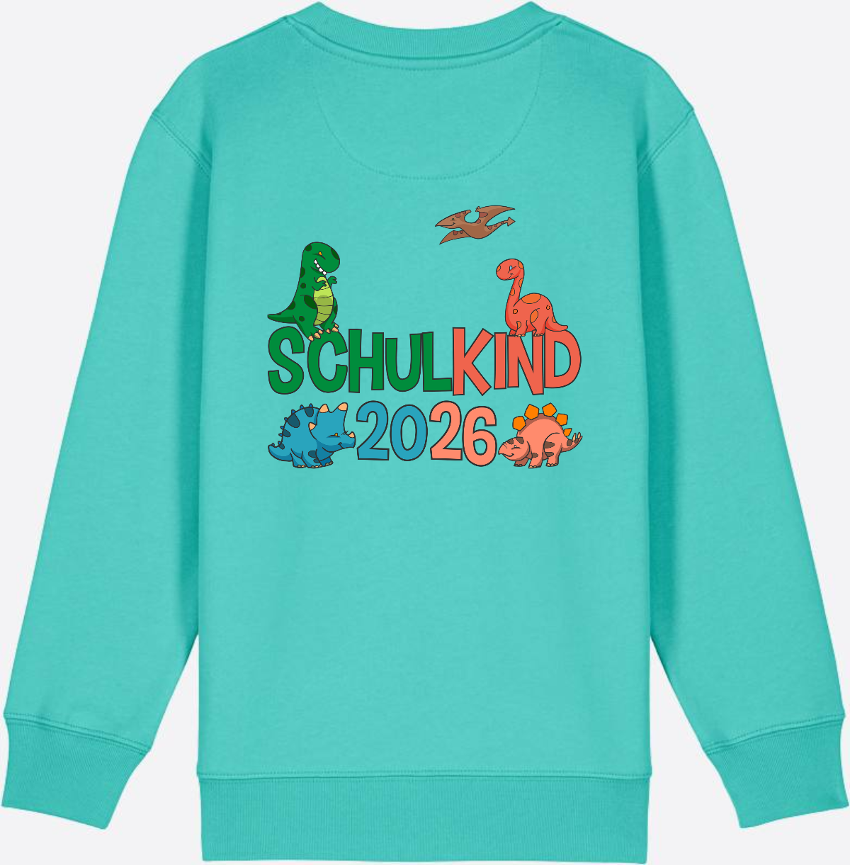 Dino Sweatshirt Schulkind 2026 - Geschenk zur Einschulung - Pool Blue