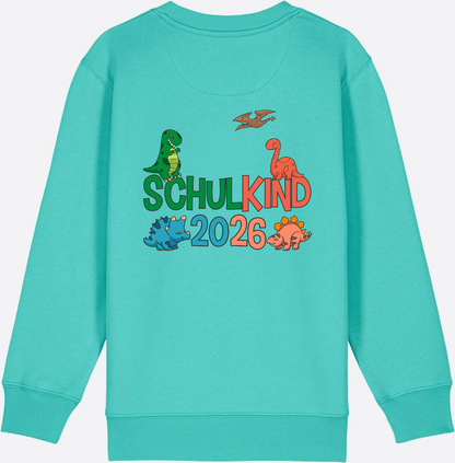 Dino Sweatshirt Schulkind 2026 - Geschenk zur Einschulung - Pool Blue