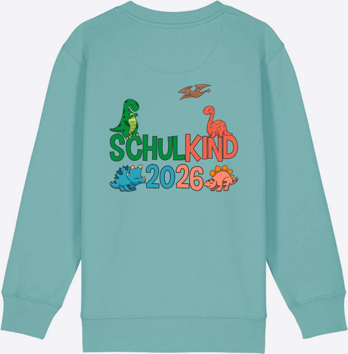 Dino Sweatshirt Schulkind 2026 - Geschenk zur Einschulung - Teal Monstera