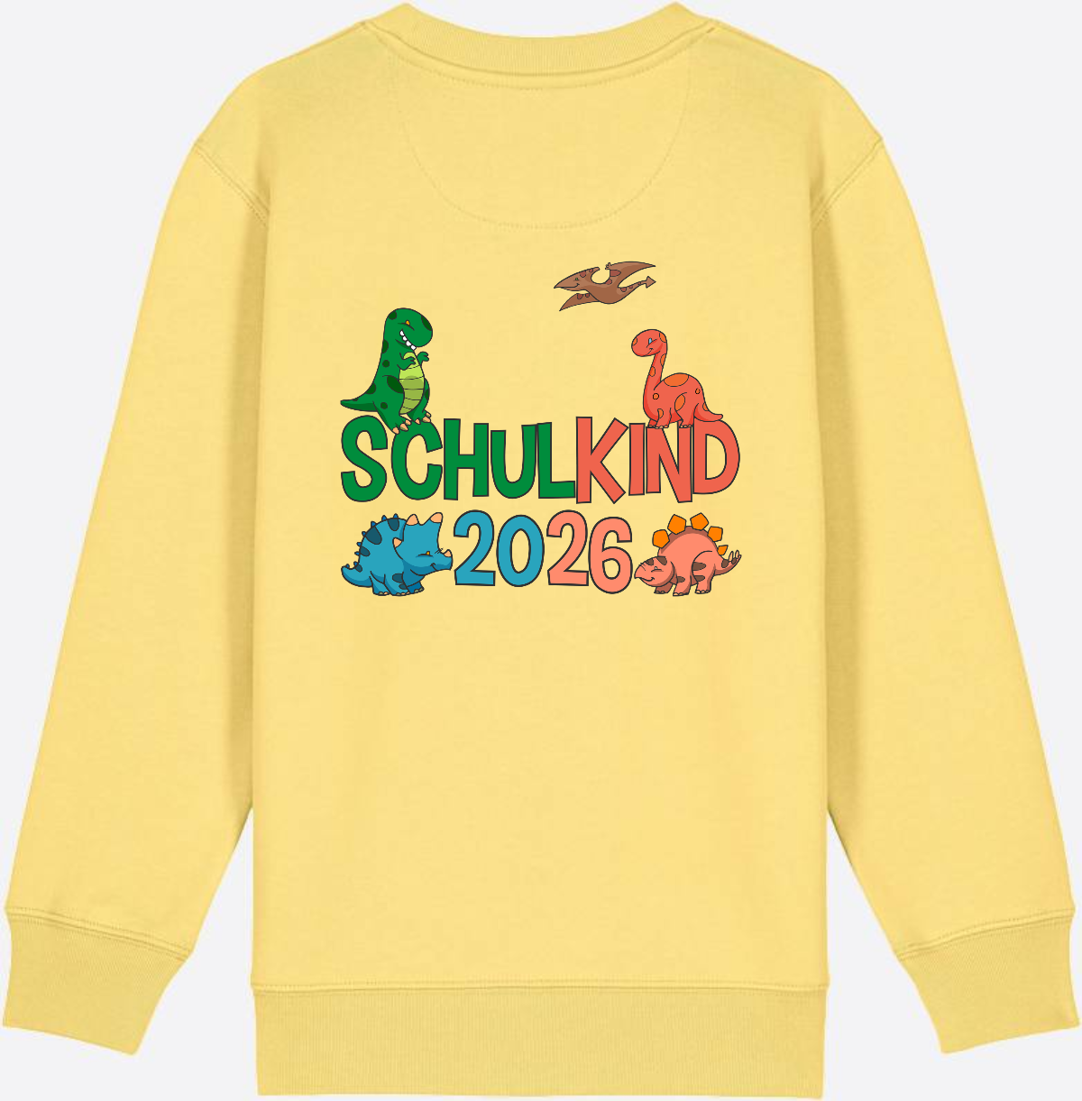 Dino Sweatshirt Schulkind 2026 - Geschenk zur Einschulung - Viva Yellow