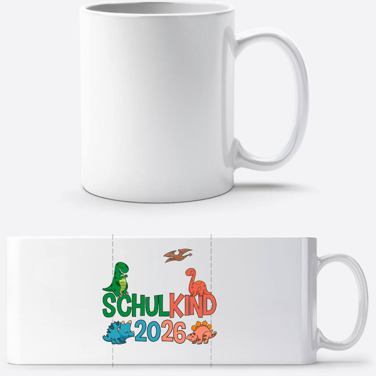 Dino Tasse Schulkind 2026 – Personalisiertes Einschulungsgeschenk - Weiß