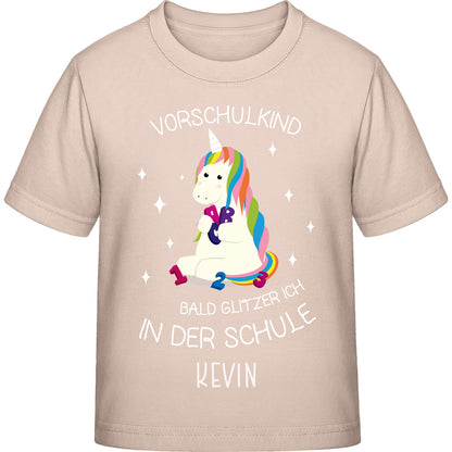 Mädchen T-Shirt Einschulung Einhorn – Vorschulkind Glitzer-Spruch