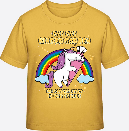 Einhorn T-Shirt zur Einschulung – Ich glitzer jetzt in der Schule - Gold