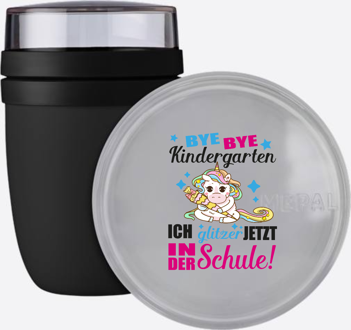 Einhorn Tasse zur Einschulung – Ich glitzer jetzt in der Schule - Nordic Black