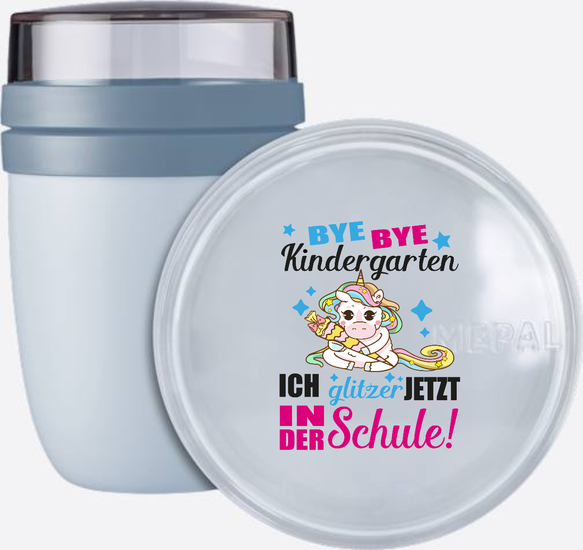 Einhorn Tasse zur Einschulung – Ich glitzer jetzt in der Schule - Nordic Blue