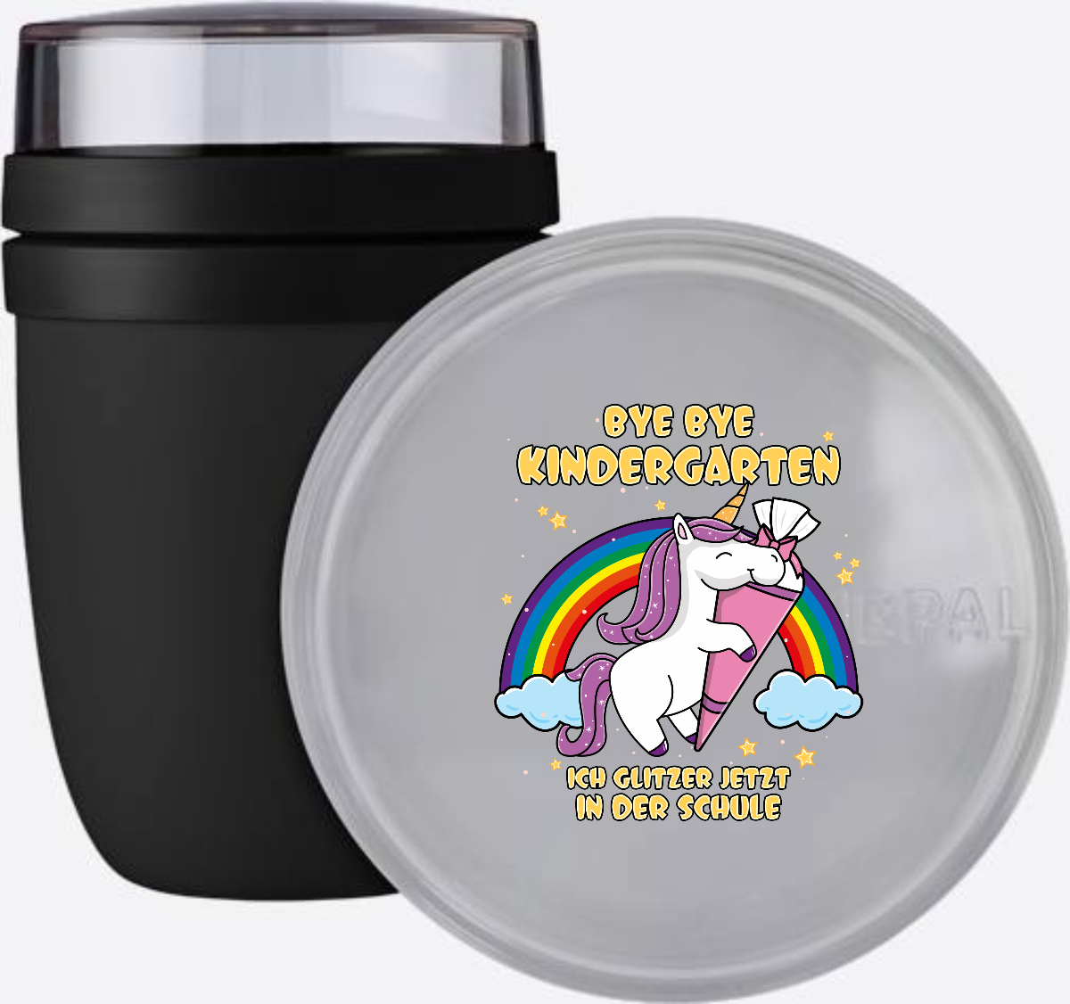 Einhorn Tasse zur Einschulung – Ich glitzer jetzt in der Schule - Nordic Black