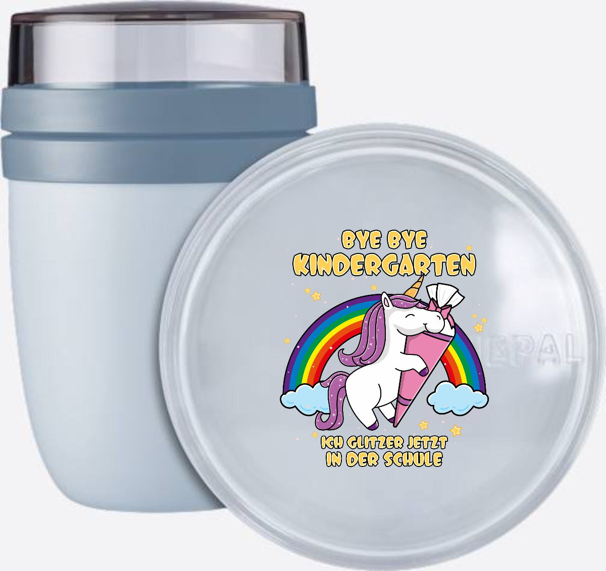 Einhorn Tasse zur Einschulung – Ich glitzer jetzt in der Schule - Nordic Blue