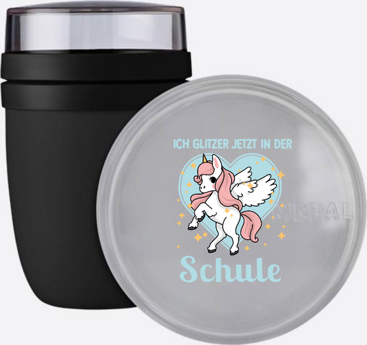Einhorn Tasse zur Einschulung mit Name – Ich glitzer jetzt - Nordic Black