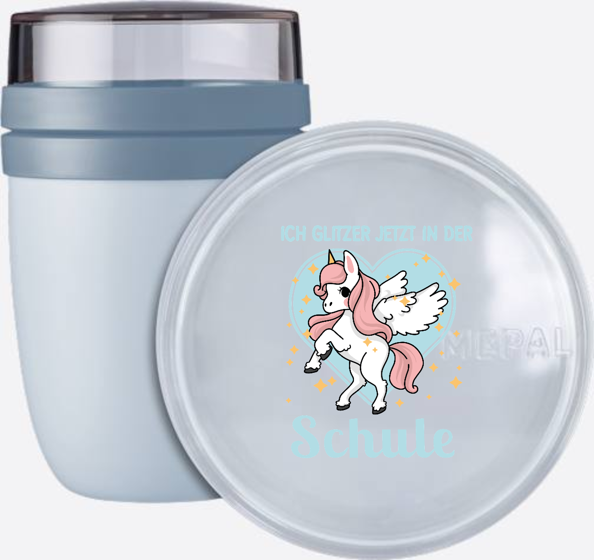 Einhorn Tasse zur Einschulung mit Name – Ich glitzer jetzt - Nordic Blue