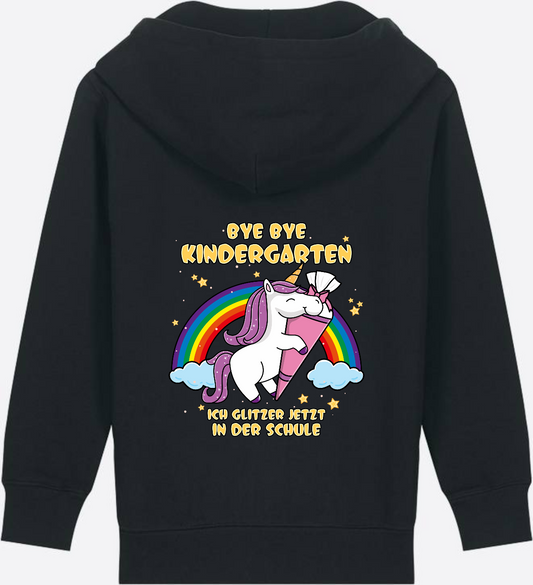 Einhorn Zip-Hoodie Einschulung: Ich glitzer jetzt in der Schule - Black