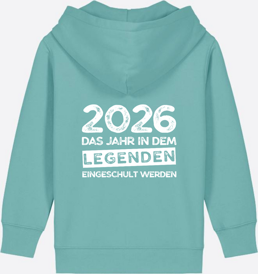 Einschulung 2026 Zip-Hoodie – Legenden werden eingeschult - Teal Monstera
