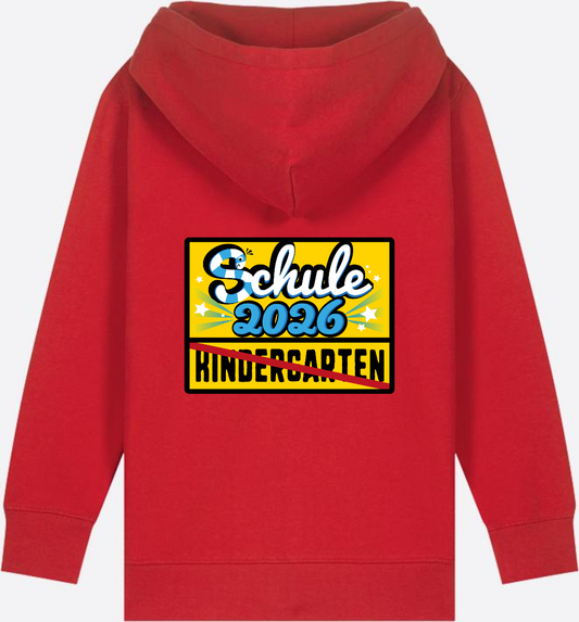 Einschulung 2026 Zip-Hoodie Ortsschild – Personalisiert mit Name - Red