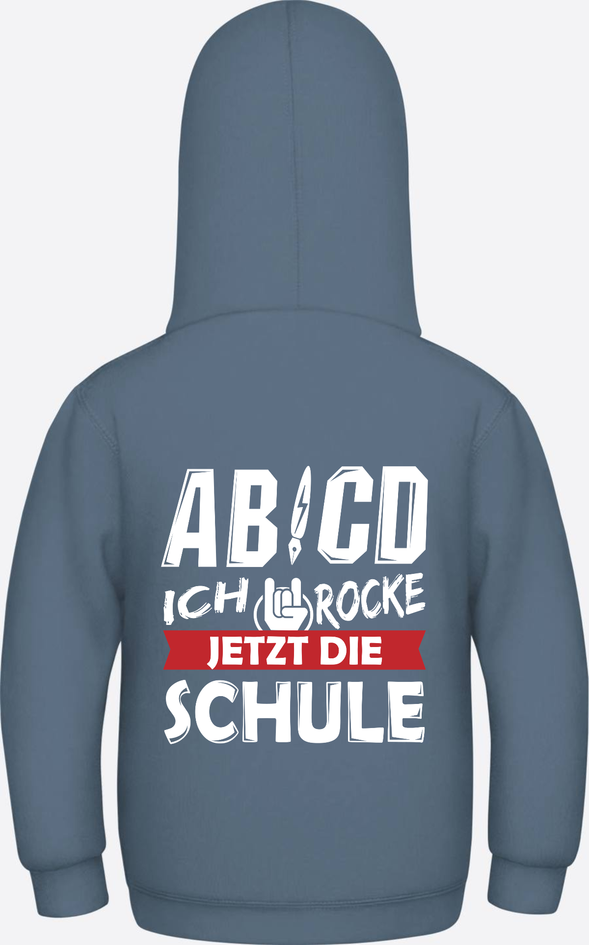 Einschulung Hoodie: ABCD Ich rocke jetzt die Schule mit Name - Airforce Blue