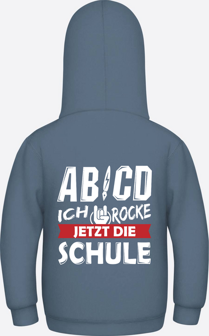 Einschulung Hoodie: ABCD Ich rocke jetzt die Schule mit Name - Airforce Blue