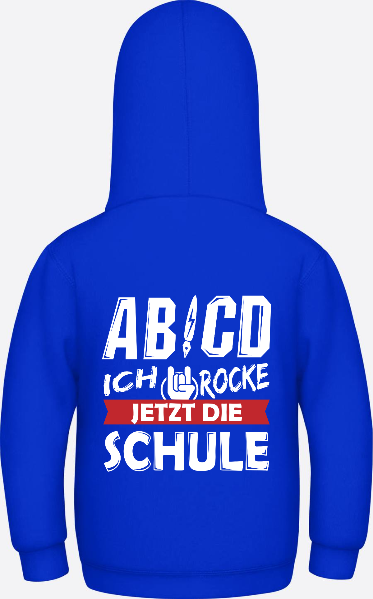Einschulung Hoodie: ABCD Ich rocke jetzt die Schule mit Name - Bright Royal