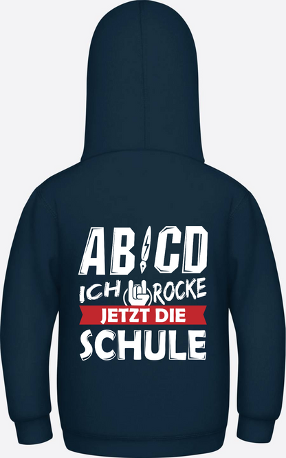 Einschulung Hoodie: ABCD Ich rocke jetzt die Schule mit Name - New French Navy