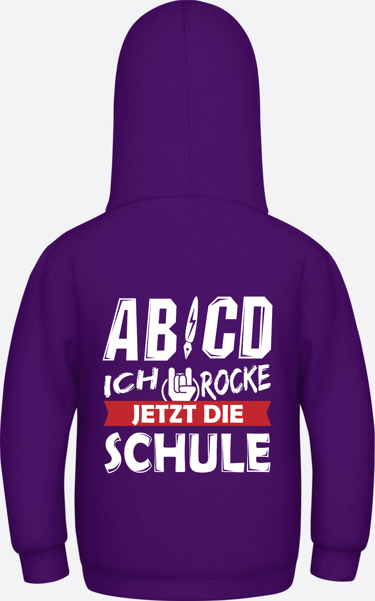 Einschulung Hoodie: ABCD Ich rocke jetzt die Schule mit Name - Purple