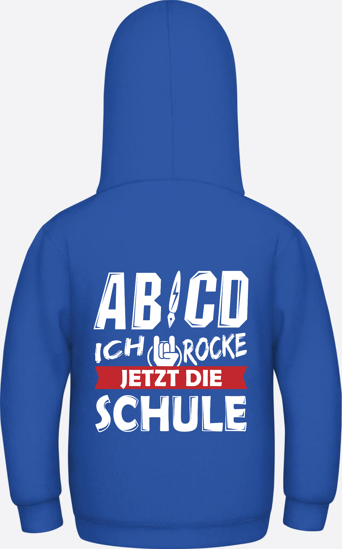 Einschulung Hoodie: ABCD Ich rocke jetzt die Schule mit Name - Royal Blue