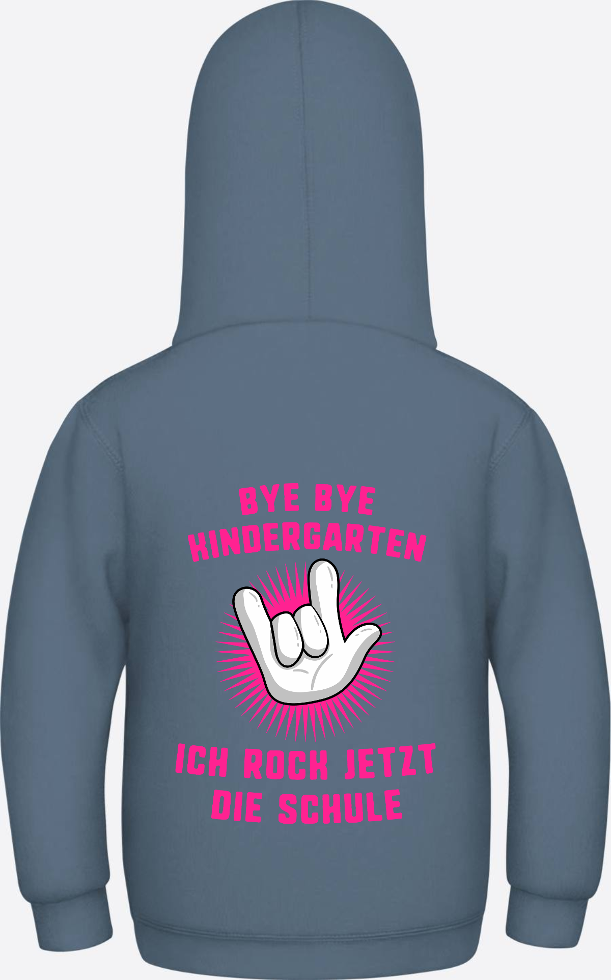 Einschulung Hoodie: Bye Bye Kindergarten ich rock die Schule - Airforce Blue