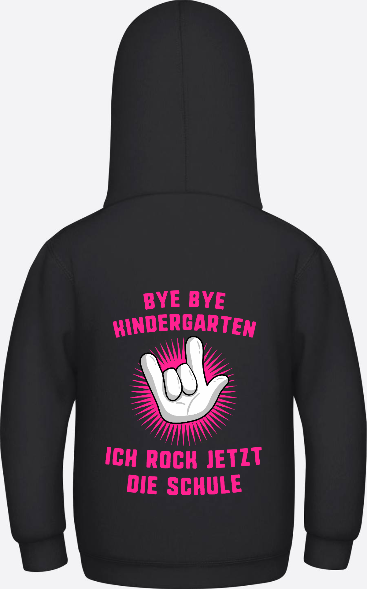 Einschulung Hoodie: Bye Bye Kindergarten ich rock die Schule - Jet Black