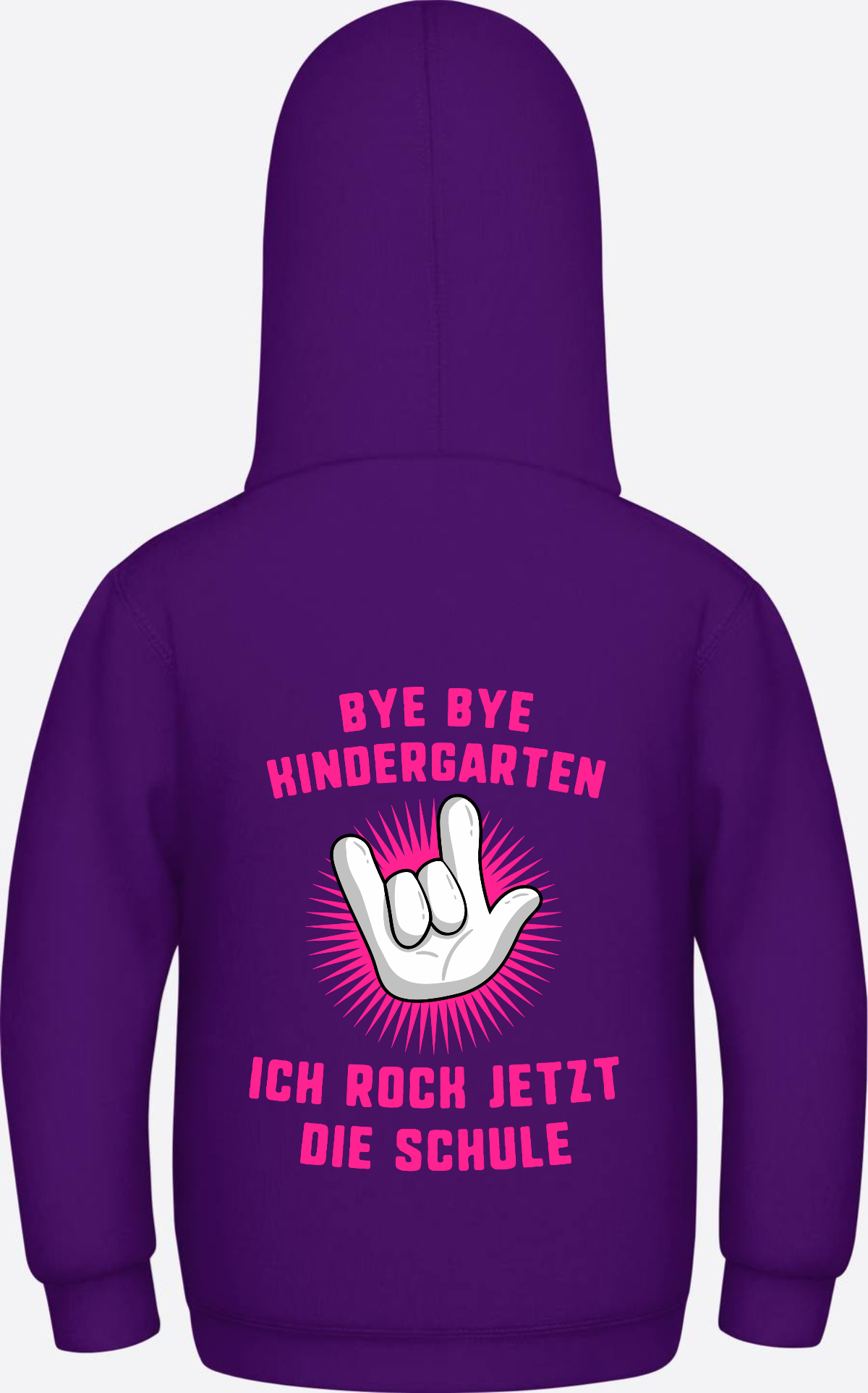 Einschulung Hoodie: Bye Bye Kindergarten ich rock die Schule - Purple