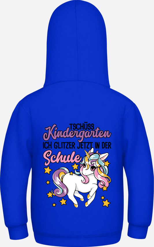 Einschulung Hoodie Einhorn - Glitzer jetzt in der Schule - Bright Royal