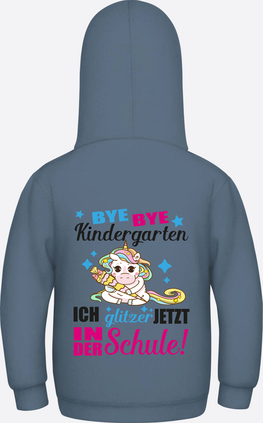 Einschulung Hoodie Einhorn – Ich glitzer jetzt in der Schule - Airforce Blue
