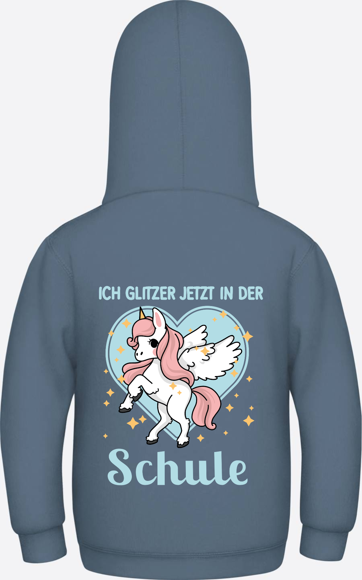 Einschulung Hoodie Einhorn – Ich glitzer jetzt in der Schule - Airforce Blue