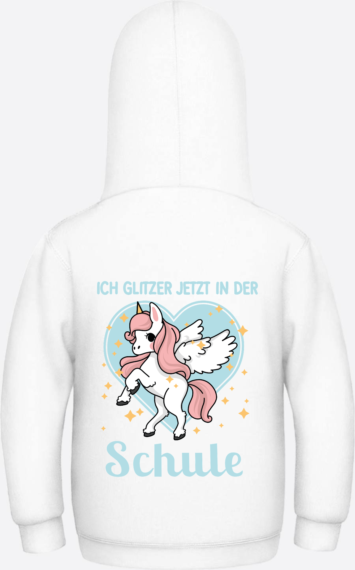 Einschulung Hoodie Einhorn – Ich glitzer jetzt in der Schule - Arctic White