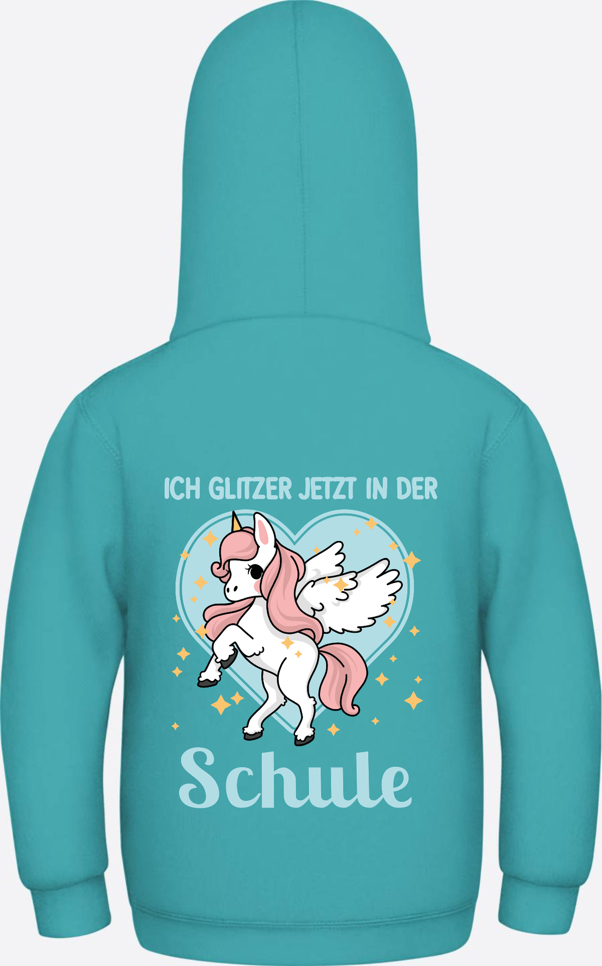 Einschulung Hoodie Einhorn – Ich glitzer jetzt in der Schule - Hawaiian Blue
