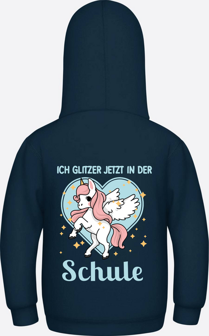 Einschulung Hoodie Einhorn – Ich glitzer jetzt in der Schule - New French Navy