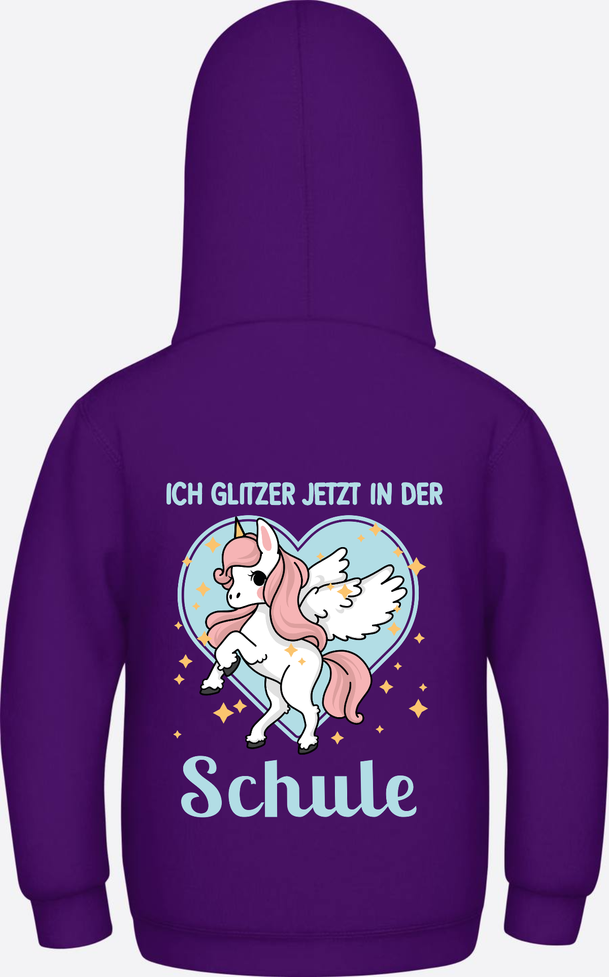 Einschulung Hoodie Einhorn – Ich glitzer jetzt in der Schule - Purple