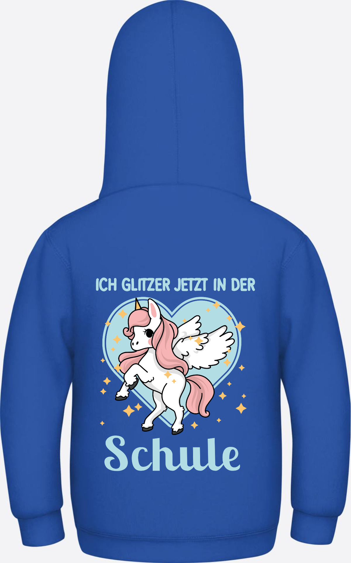 Einschulung Hoodie Einhorn – Ich glitzer jetzt in der Schule - Royal Blue