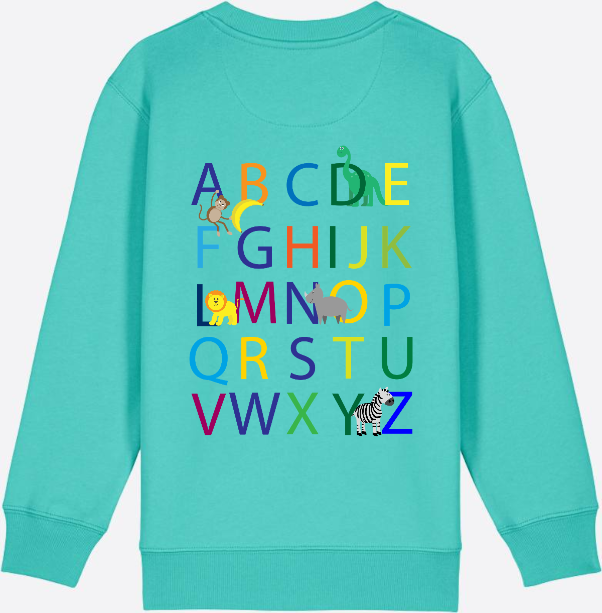 Einschulung Sweatshirt ABC – Personalisiert mit Namen - Pool Blue
