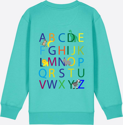 Einschulung Sweatshirt ABC – Personalisiert mit Namen - Pool Blue