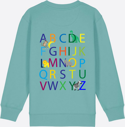 Einschulung Sweatshirt ABC – Personalisiert mit Namen - Teal Monstera