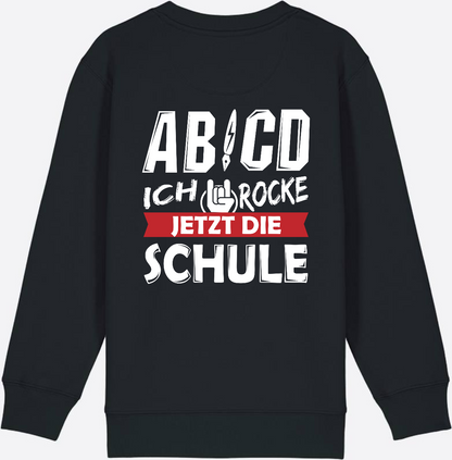 Einschulung Sweatshirt: ABCD Ich rocke die Schule - Black