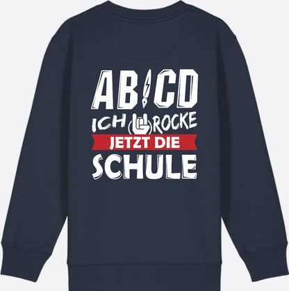 Einschulung Sweatshirt: ABCD Ich rocke die Schule - French Navy