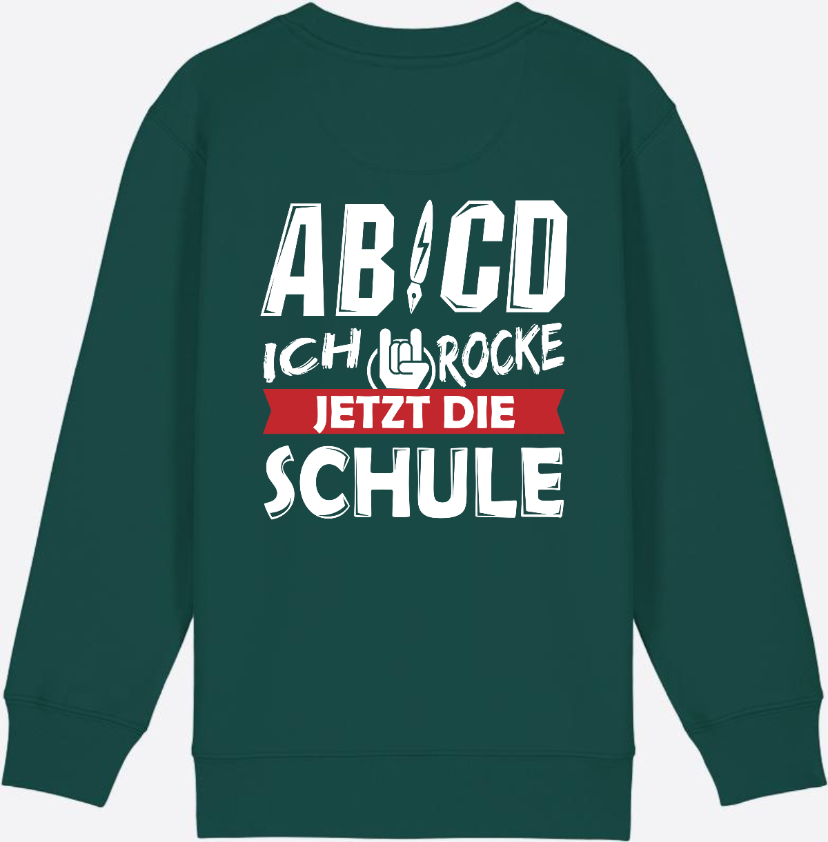Einschulung Sweatshirt: ABCD Ich rocke die Schule - Glazed Green