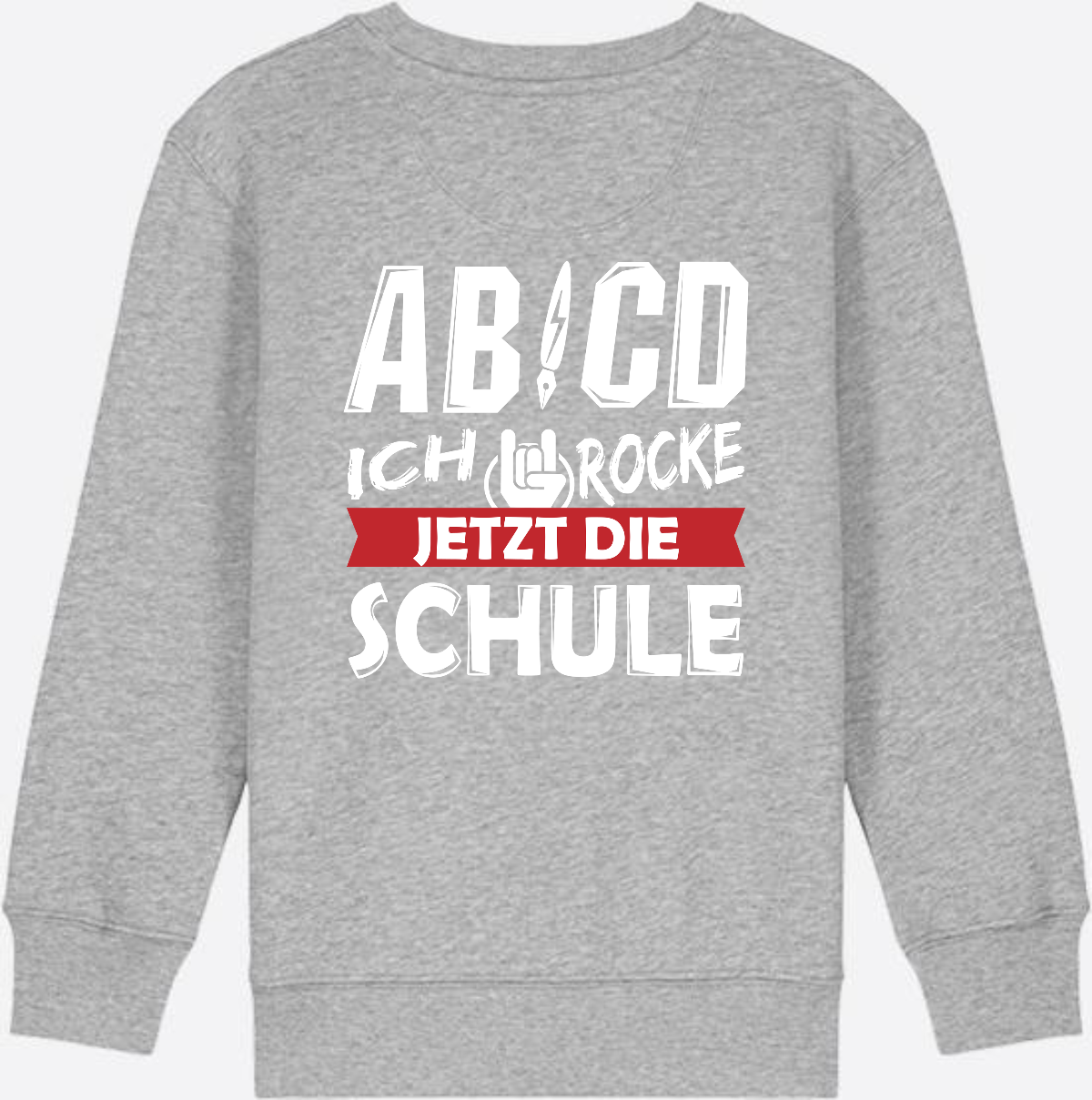 Einschulung Sweatshirt: ABCD Ich rocke die Schule - Heather Grey