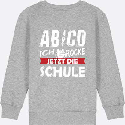 Einschulung Sweatshirt: ABCD Ich rocke die Schule - Heather Grey