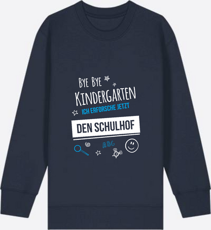 Einschulung Sweatshirt – Bye Bye Kindergarten Schulhof - French Navy Herzseite
